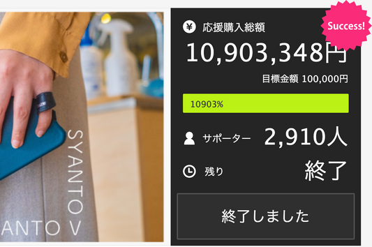 SYANTOスマホリング・クラウドファインディング達成！
