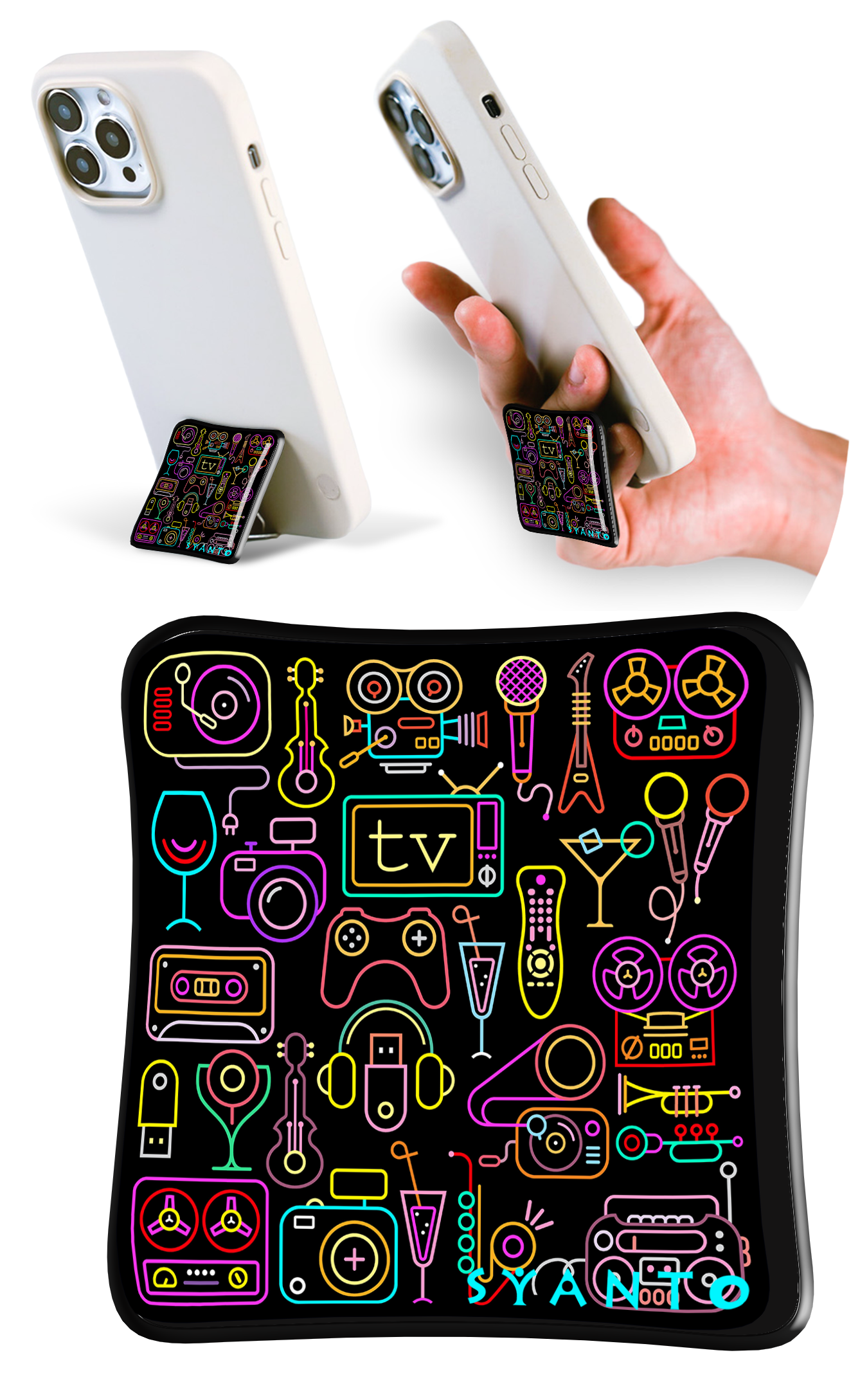 SYANTO Style オリジナルデザイン スマホスタンドリング 内付け