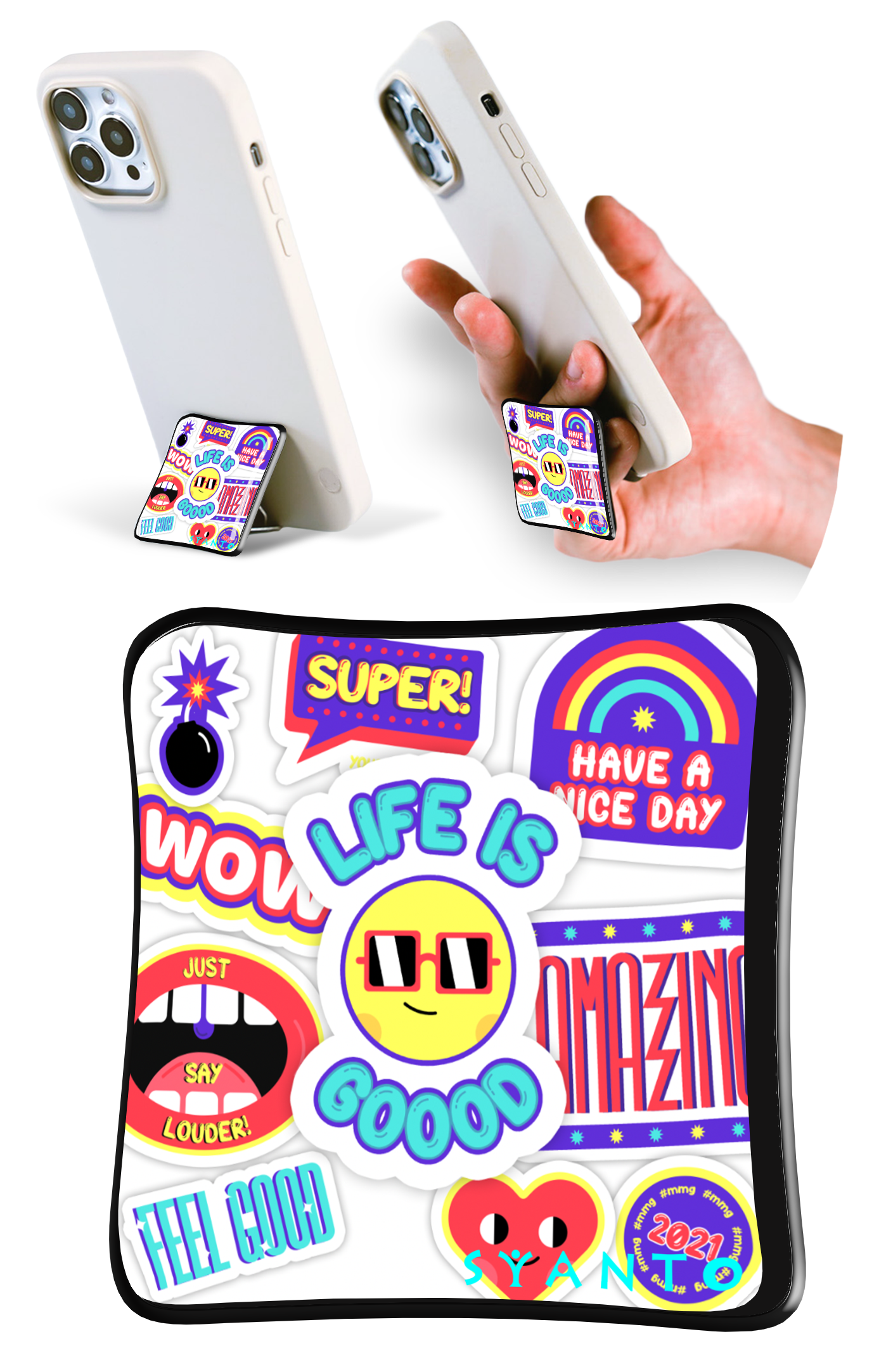 SYANTO Style オリジナルデザイン スマホスタンドリング 内付け